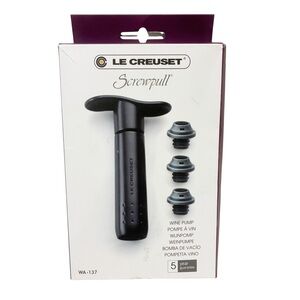 Le Creuset Wine Pump Set Black WA-137 Wine Preserver Pump Bar Home NEW